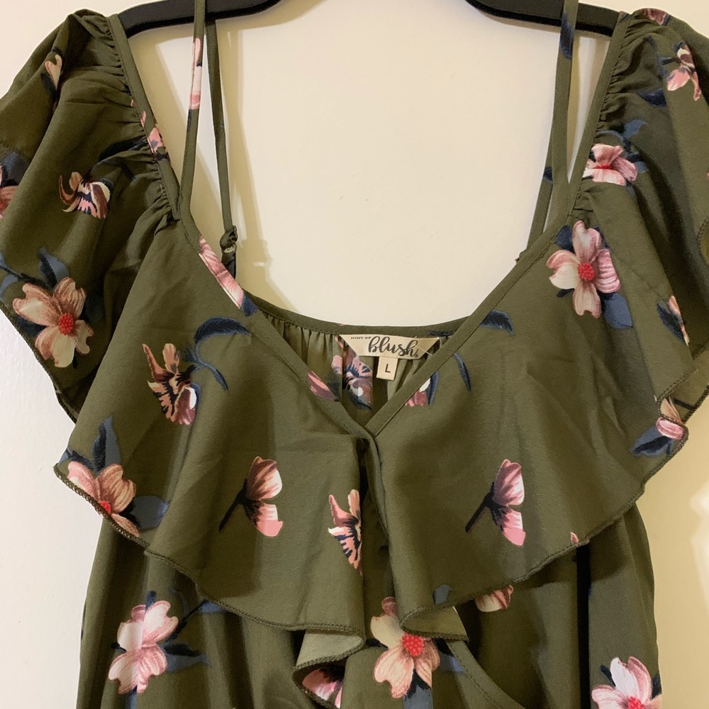 NEW never been worn olive green floral print long dress